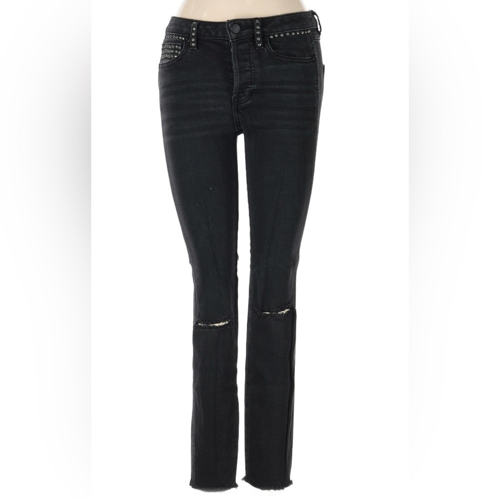 Free People We The Free Size 24 Black Skinny Distressed Jeans